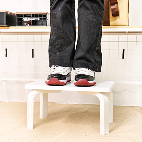 Jynpioe Step Stool For Kids, Mdf Step Stool For Toddler Potty Training Mdf Board Stool For Nursery Kitchen Toilet With Safety Non-Slip For Stool Legs Mats Children&Adults(White) #TOP2