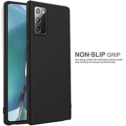 Image of TheGiftKart Protective Sleek Back Cover Case for Samsung Galaxy Note 20 | Soft TPU Rubberised Matte Cover | Camera Protection Bump (Black)