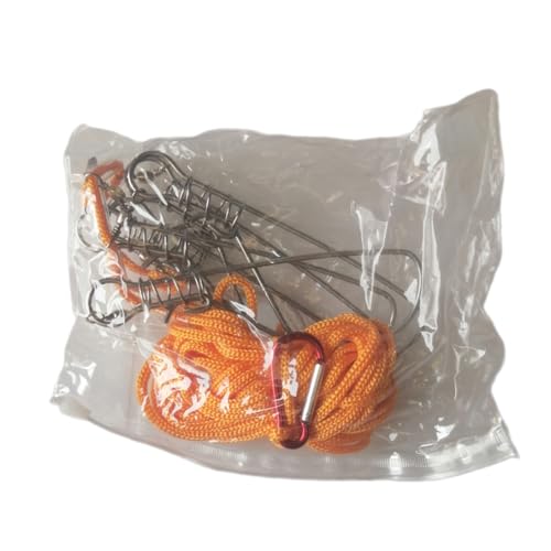 Shurhome Fish Buckle Stringer Rope Stainless Steel 5m 10m Lanyard Live Fish Belt Fishing Tackle Stringer with Floats Fishing Stringer