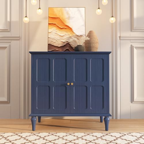 ARTPOWER Blue Sideboard Buffet Cabinet with Storage, Mid-Century Modern Storage