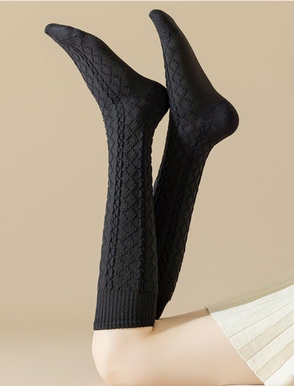 1 Pair Of Women's Knee-high Long Socks, Multi-Color Wool Blend, Fashionable Versatile, Leg Warmers For Daily Outfit4