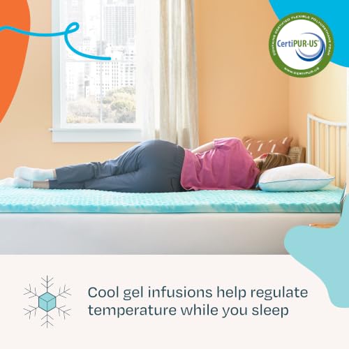 Image of Linenspa 2 Inch Gel Memory Foam Mattress Topper - Egg Crate Style, Reversible for two feels - Promotes Airflow & Relieves Pressure Points - Twin XL