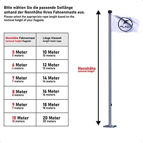 FLAGLY Premium Nylonschnur 5mm, Länge = 20m - extrem reißfeste Schnur & witterungsbeständig, Multifunktionsseil, Fahnenmast Seil, Spannseil Sonnensegel (Fahnenseil Classic 20m)
