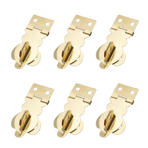 Image of TAODAN 6PCS Solid Brass Padlock Hasp with Screws 27x19mm Mini Decorative Hasp Handbag Buckle Locking Clasp for Vintage Wooden Boxes Heavy Duty Wooden Boxes Jewelry Gift Boxes Tool Boxes