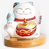 WSKOHGY Glückliche Katze/Solar Fortune Cat/Lucky Cat/Winkender Arm Reichtum Begrüßungskatzen/Glückskatze/Ornament/Feng-Shui-Dekoration/Geschenk/Maneki-Neko/Winkekatze/Keramik/Home Art Decor,B