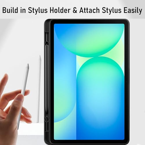 Image of Robustrion Cover Case for Samsung Galaxy Tab S10 FE Plus 13.1 inch Cover with [Pencil Holder] Deer Pattern Cover for Samsung Tab S10 FE Plus 13.1 inch Tab [Auto Sleep Wake Support] - Black