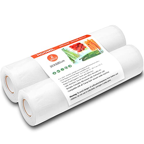 HOOMIL Vakuumierbeutel, 30x600 cm / 2 Rollen, BPA-frei Vakuumierfolie Vakumierbeutel für alle Lebensmittel Vakuumiergerä Cover