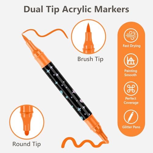 Acrylic Paint Markers 24 Colors Dual Tip – Laser Pen Body view 8