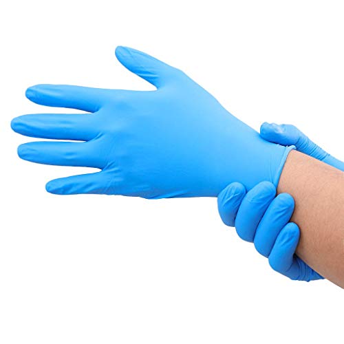 Lot De 100 Gants En Nitrile Jetables - Haute Qualité - Sans Poudre - Cuisine, Ménage, Alimentaire, Bricolage, Tatoueur, Mécanicien, Médical (M, Bleu)