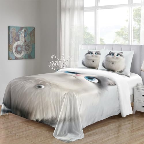 Parure de lit chat anti-plis en microfibre douce pour lit super king size - 3