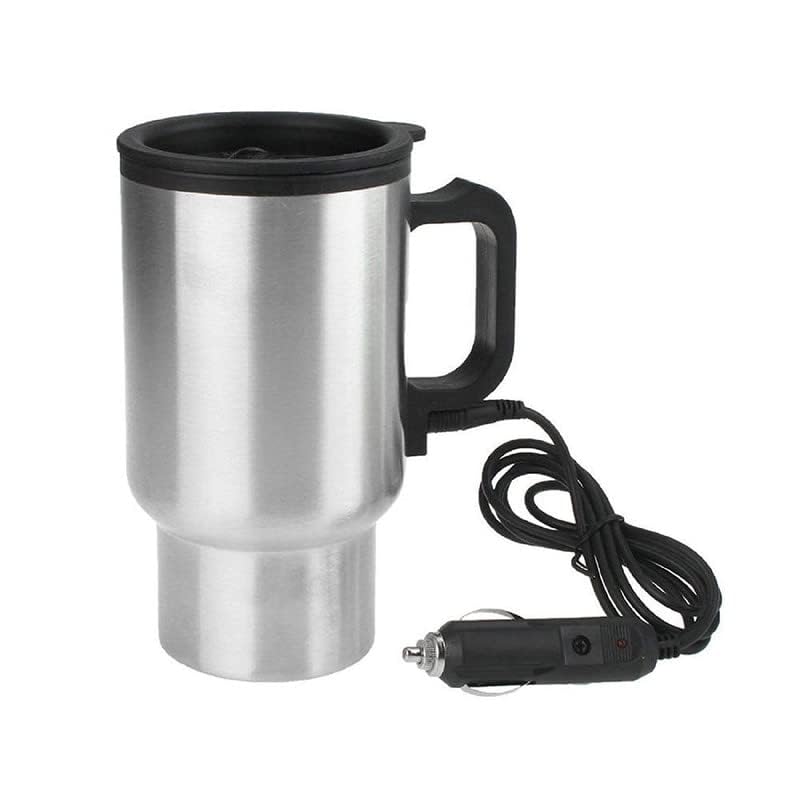 GION Portable Car Electric Heating Cup 12V Stainless Steel Travel Coffee Mug Water Boiler for Hot Tea Milk Soup Instant Drinks Long Distance Travel-image-13