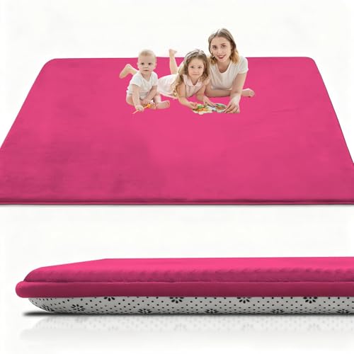 Taxestmy Alfombra De Habitacion Bebe Alfombra Bebe Gruesa 2cm Antideslizante Alfombra Habitación Infantil de Juego Bebe Claro Terciopelo Coral para Sala de Juegos, Guardería 120 x 200 cm Rosa