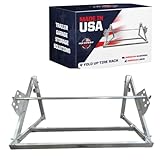 Pit Posse 576 Fold Up Tire Rack 4 Foot Wall Mount - Folding Adjustable Tire Holder Aluminum Storage Organizer - Made in USA- Rated 300lbs Garage Enclosed Race Trailer Shop Motorcycle ATV RV Cars