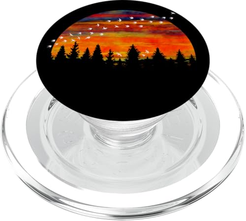 Alba Tramonto Gregge di uccelli Formazione Montagna Foresta PopSockets PopGrip per MagSafe