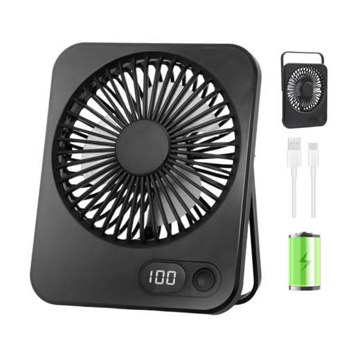 Jsdoin Ventilatore da Tavolo, 5 Velocità Ventilatore USB Ricaricabile di Batteria, Ventilatore Portatile Inclinazione...