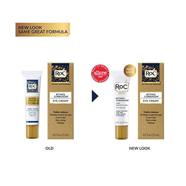 RoC-Retinol-Correxion-Line-Smoothing-Under-Eye-Cream-for-Dark-Circles-Puffiness-05-oz-Packaging-May-Vary-Eye-Bag-Treatment-Anti-Aging-Cream RoC Retinol Correxion Under Eye Cream for Dark Circles & Puffiness, Daily Wrinkle Cream, Anti Aging Line Smoothing Skin Care Treatment, Stocking Stuffers for Men & Women, 0.5 oz (Packaging May Vary)