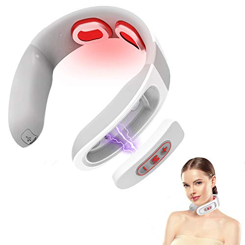 Neck Massager, Intelligent Electric Pulse Neck Massager with Heat 6 Modes 10 Levels Portable Cordless Deep Tissue Trigger Point Massager,Relax Massager for Women Men Gift,Use at Home Office