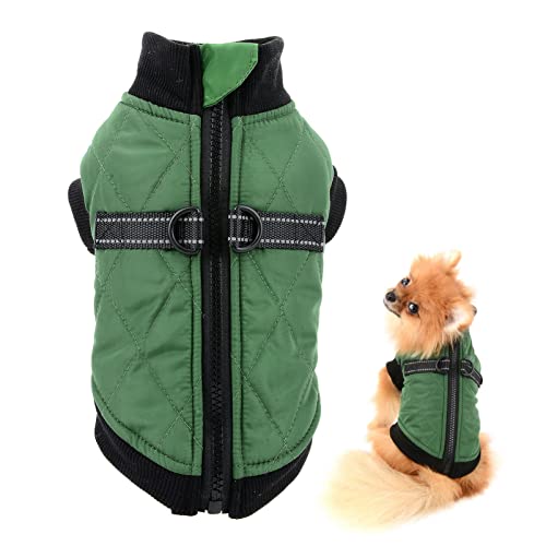 SMALLLEE_LUCKY_STORE Pet Water Resistance Zip-up Jacket Vest Coat with D-rings for Small Dogs Cats Fleece Lined Puppy Chihuahua Yorkie Warm Winter Clothes