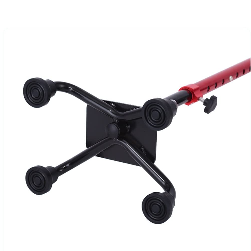 Bastón Cuadrúpedo, Bastón Ligero de Aluminio,Muletas Ajustable para Personas Mayores (Color : Rouge, Size : 71-94cm/28-37)