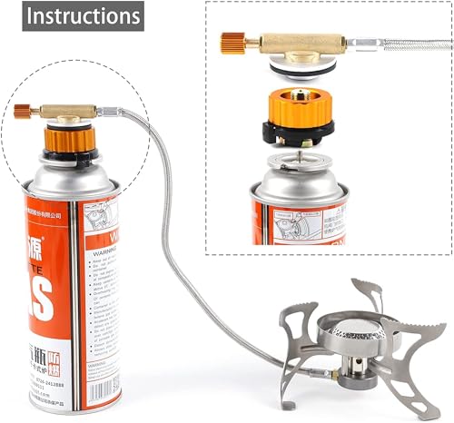 Image of BISONBERG Camping Cooking Set with Cookware Bowl Pot Pan and Kettle, (Camping Stove Adapter Converting Screw)