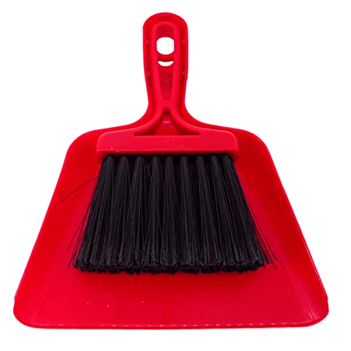 CABLEPELADO Set de Cepillo y recogedor de Mano | Juego de Barrido | Cepillo Limpieza | Resistente y Duradero | Limpieza hogar | Apto para Limpieza de Polvo, Basura, Ceniza u Hojas | Plástico | Rojo