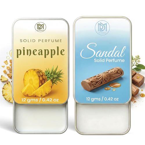 Image of Dr.Mashur Solid Perfume |sandal&pineapple Alcohol Free Wax Perfume Balm, Long Lasting | Pocket Tin 12g, Pack Of 2| Non Greasy Smooth Glide, Travel Friendly Men And Women