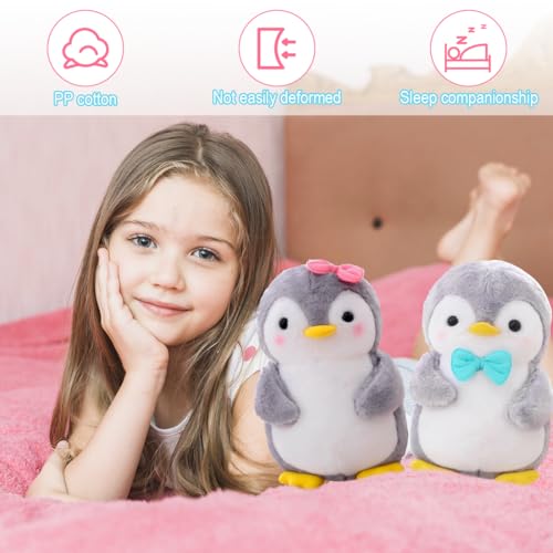 Aurasky Pinguin Kuscheltier Süß, Plüschtier Pinguin 25cm, Pinguin Stofftier zum Kuscheln & Spielen, Plüschpinguin Kissen Puppe Geschenk für Fans Kinder Mädchen Jungen(2-Teiliges)