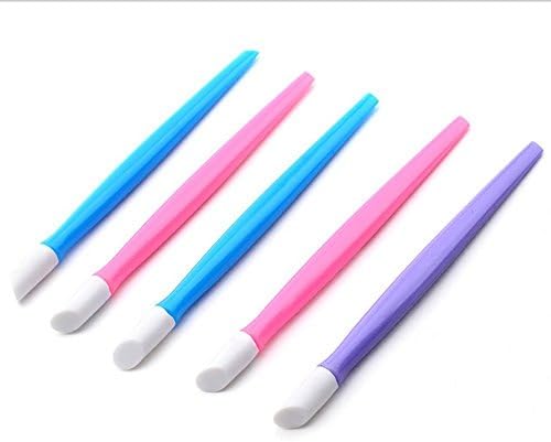 6pcs Professional Plastic Handle Hard Rubber Tipped Nail Art Tool Cuticle Pusher Cleaner(Random Color)