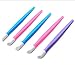 6pcs Professional Plastic Handle Hard Rubber Tipped Nail Art Tool Cuticle Pusher Cleaner(Random Color)