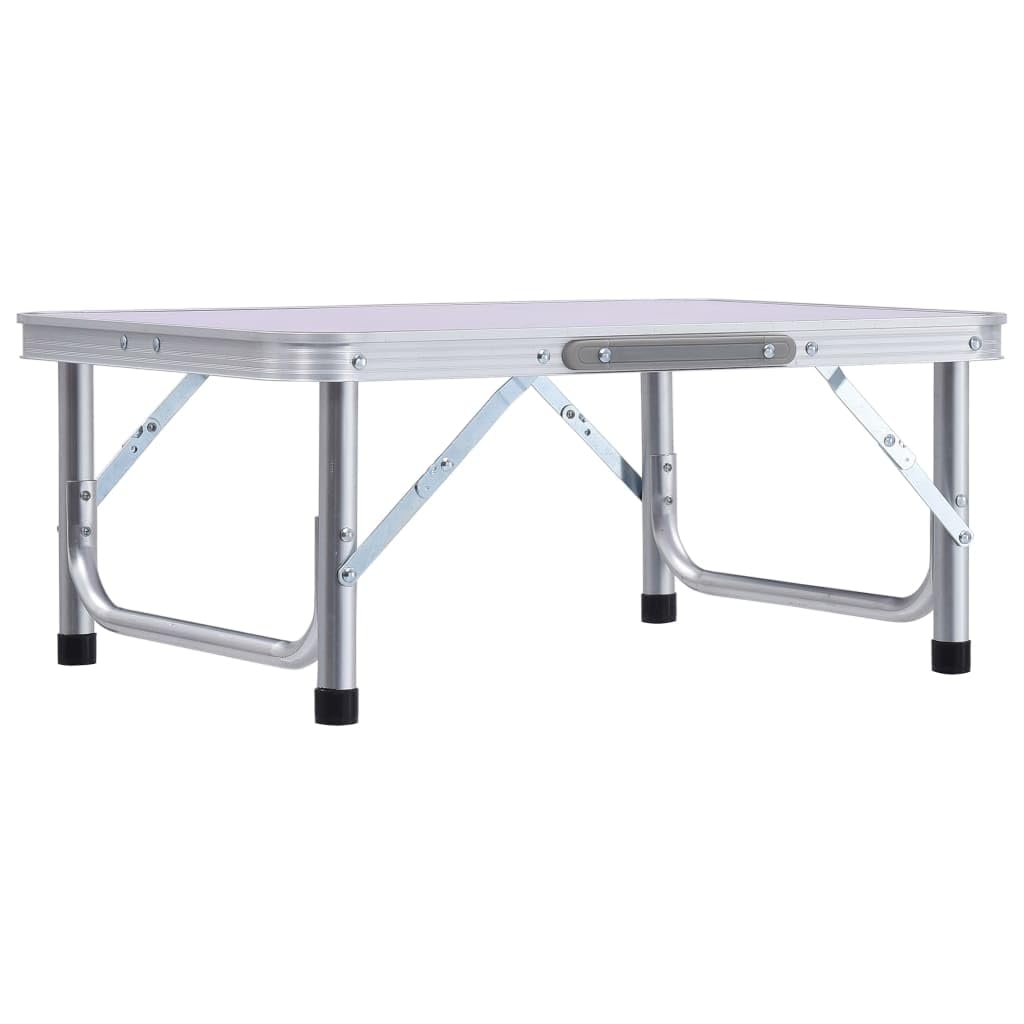 vidaXL Table Pliable de Camping Table Pliable de Jardin Table de Randonnée Table d'Exterieur Table de Pique-Nique Blanc Aluminium 60x45 cm