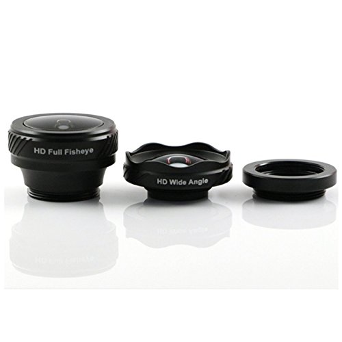PAIAIP Universal 3 in 1 Clip-on Phone Camera Lens Fisheye Lens + 4k Ultra Wide Angle + HD Macro Lens Kits for iPhone 6/6s/6s Plus Samsung and iOS &Android Smartphones with Flat Camera