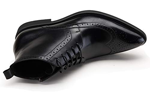 Santimon Men's Brogue Dress Boots Pointed Toe Lace up Ankle Boots Black Oxford Boots4