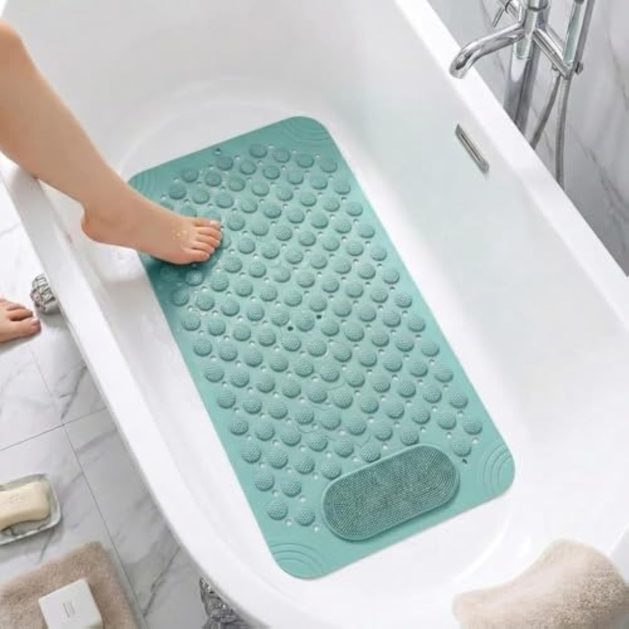 Anti-Slip Bath Mat with Foot Scrubber
