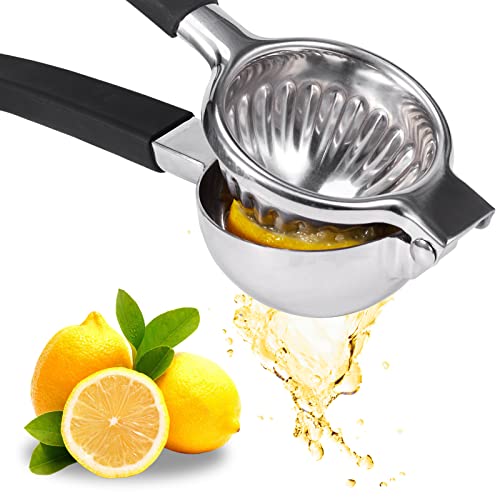 Extra Large Lemon Squeezer Stainless Steel - Easy Squeeze Heavy Duty Manual Lemon Juicer With Non-Slip Silicone Handle - Ergonomic Citrus Squeezer & Fruit Juicer For Small Oranges, Limes #TOP17