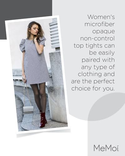 Image of MeMoi 2 Pack Perfectly Opaque Tights, Microfiber Control Top Tights, Comfortable and Lightweight - Sizes Extra Small to Q2