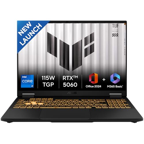 Image of ASUS TUF F16, 14th Gen,Intel Core i7 14650HX,RTX 5060-8GB,16GB,1TB,FHD+,16 inch,165Hz,90WHrs,Windows 11,M365 Basic (1Year)*,Office 2024,Jaeger Gray,2.2 Kg, FX608JMR-RV049WS, Gaming Laptop