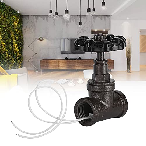 Tissting Interruttore Rotativo Vintage, Interruttore Elettrico Steampunk in Ferro Nero G1/2in con Filo per Luci Idrauliche, Design Unico per Casa, Bar e Uffici