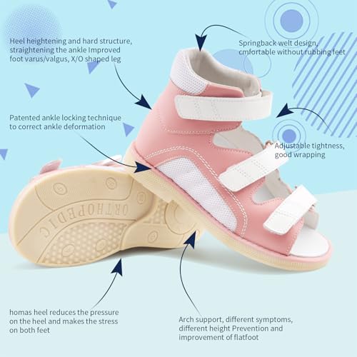 princepard Kids Orthopedic Sandals with Arch and Ankle Support,High Top Shoes4
