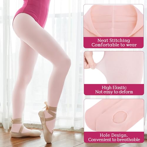3 Pairs Ballet Tights for Girls - Ultra Soft Convertible Transition Dance Tights for Toddlers, Kids, Students - 60D4