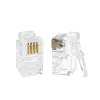 Vista 3 de 100Pack Transparente Color RJ9 Cable Plug 4P4C Conector