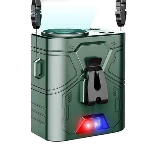 Vilgftyiet Ventilador de cintura portátil con clip, batería recargable de 10000 mAh, 5 velocidades y luz para actividades al aire libre, camping y refrigeración manos libres (verde militar, 10000 mAh)