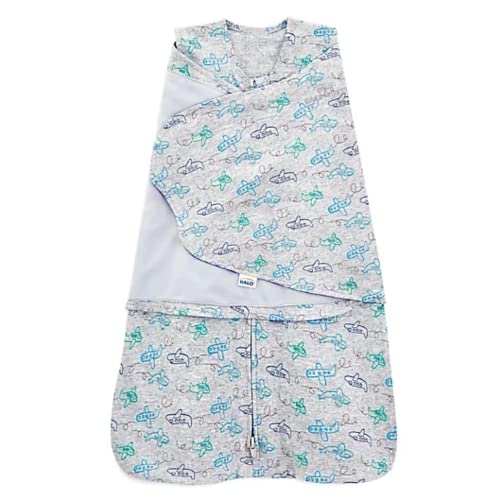 Image of HALO 100% Cotton Sleepsack Swaddle, 3-Way Adjustable Wearable Blanket, TOG 1.5, Planes, Newborn, 0-3 Months