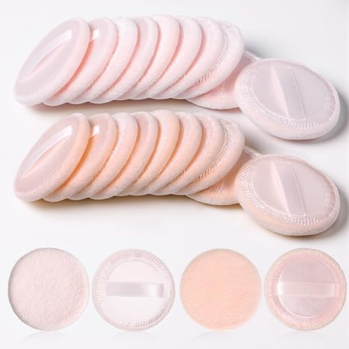 cobee 24 Pcs Round Powder Puffs, Makeup Powder Puff Soft Velour Makeup Pad With Ribbon, Setting