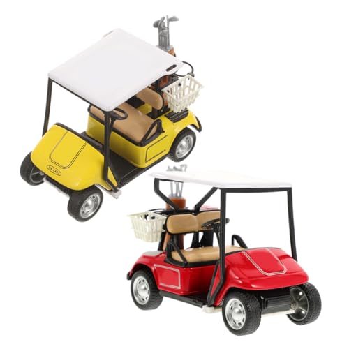 TOGEVAL 2er Mini Golfwagen Deko Set Gelb Rot