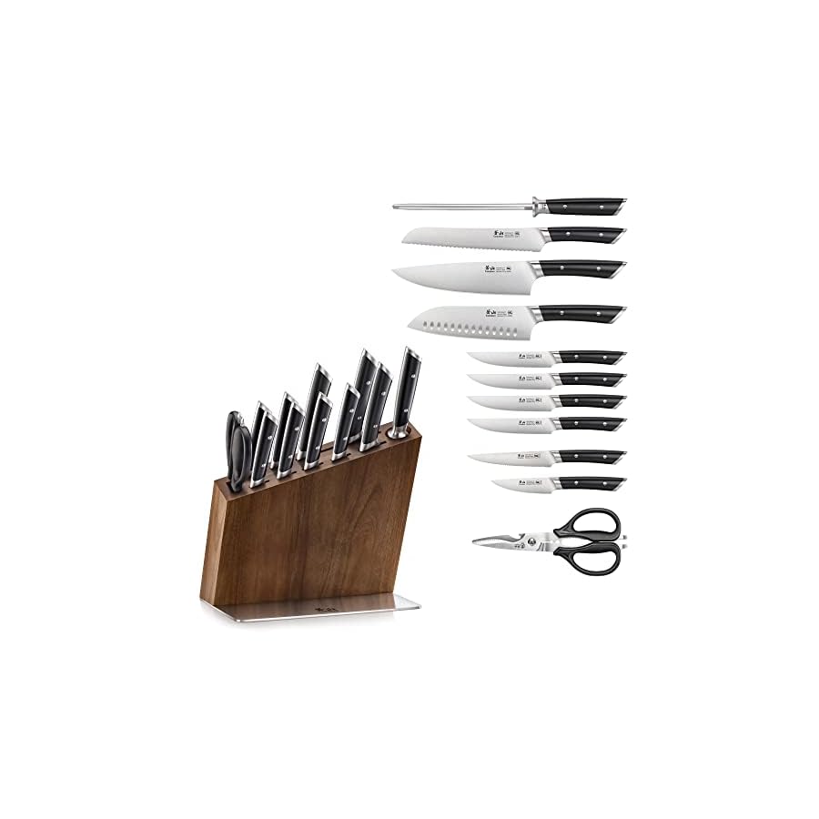 Cangshan HELENA Series German Steel Forged, HUA Knife Block Set (12-Piece, Black)