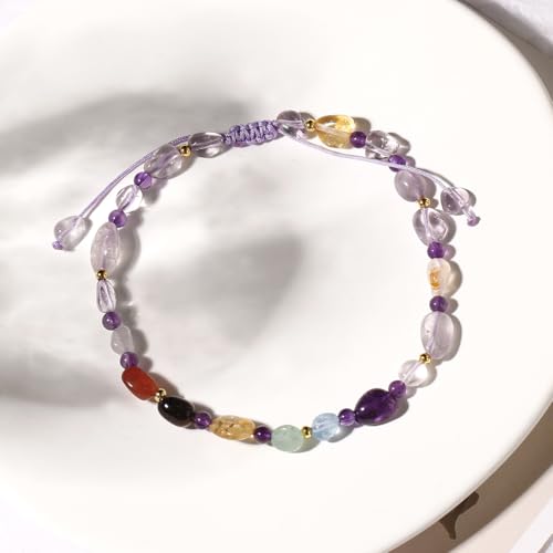 Image of 7 Chakra Crystals and Stones Anklet Irregular Tumbled Gems Beaded Ankle Bracelets for Women Spiritual Energy Meditation Yoga Healing Jewelry Mom's Gifts