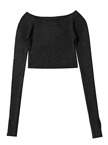 easyforever Girls Solid Color Round Neck Long Sleeve Ballet Dance Knitted Crochet Top Sweater Knitwear3