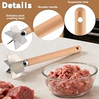 Stainless Steel Meat Chopper,with 1 Hook,11 Inch Meat Masher,6-Blade Ground Beef Chopper Potato Masher Hamburger Smasher Tool for Kitchen Cooking Vegetable — image 5