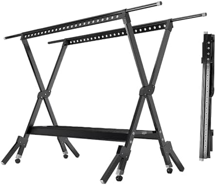 Portable Tripod Clothes Drying Rack - Foldable Space-Saving Laundry Stand, Adjustable Rotating Design with Shoe Rack for Indoor & Outdoor Use, Metal Construction,120-230Cm-E