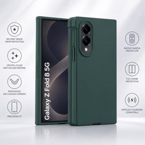 Image of amazon basics Slim Matte Hard PC Back Cover Case for Samsung Galaxy Z Fold 8 with Integrated Hinge Protection and Smooth Anti-Fingerprint Finish (Midnight Green)